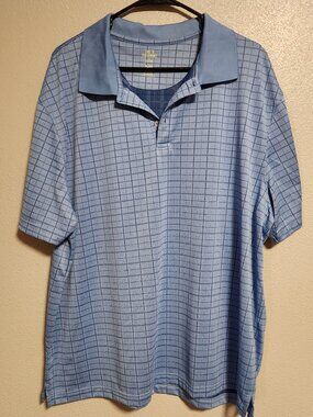 Haggar Men's XL Cool 18 Performance Collar Polo Lt Blue Excellent Condition Golf